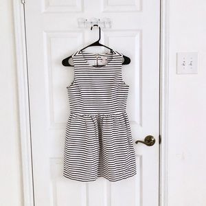 J. Crew sleeveless white dress w/navy blue stripes